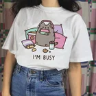 Футболка женская pusheen с котом, в стиле Харадзюку, забавная одежда, в эстетическом стиле, мультяшный Топ, 90s