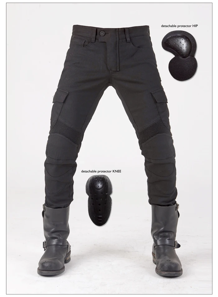 Мотоциклетные брюки Komine, свободные джинсы для езды на мотоцикле, штаны для езды по бездорожью и мотокроссу, на молнии, с защитой бедер и колена