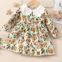 spring fall toddler dresses princess dress flower print lace doll collar long sleeve baby dress girls dress baby clothes 0 18m