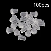 100pcslot bullet shaped round rubber earring backs stoppers ear stud earrings cap transparent ear plugging blocked studs