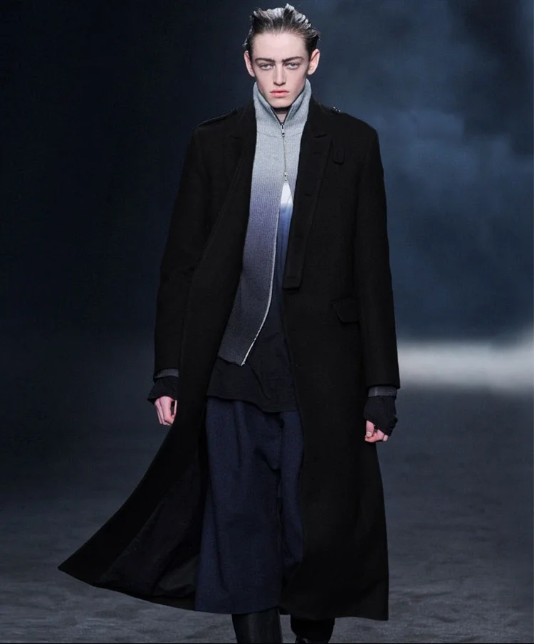 

Мужское шерстяное пальто, длинное, повседневное, для зимы