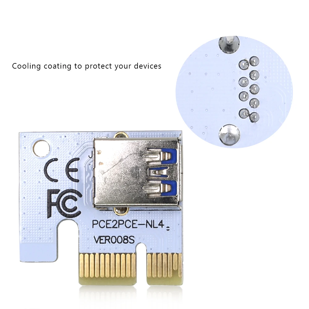 Райзер карта TISHRIC 008s VER008S 3 в 1 Molex 4Pin SATA 6PIN PCIE PCI E Express адаптер 1X 16X USB3.0 удлинитель для