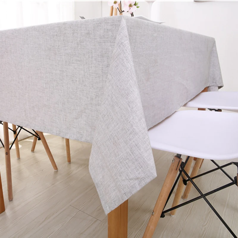 Скатерть из хлопка и льна простая современная однотонная прямоугольная кофейная