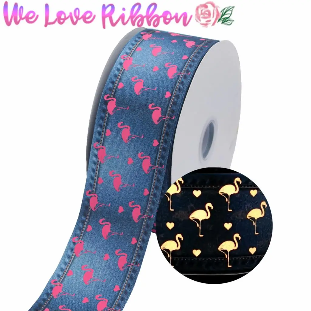 3 &quot75 мм мультфильм Фламинго с розовыми чернилами светится в темноте джинсы