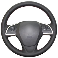 diy non slip durable black natural leather car steering wheel cover for mitsubishi outlander 2013 2014 mirage 2014 asx l200 2015