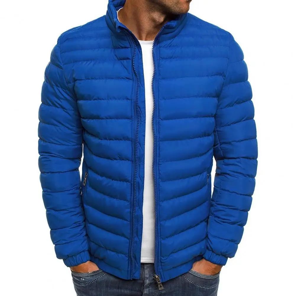 

50%HOTSolid Color Men Coat Stand Collar Autumn Winter Zipper Pockets Parka Jacket Streetwear