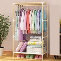 assembled solid wood simple wardrobe clothes hanging clothes no cloth cover locker pure wardrobe frame mini type