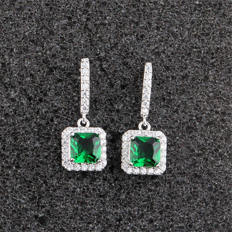 

Korean S925 Silver Needle Long Earrings For Women 2021 Trend Copper Alloy Blue Set 3A Zircon Exquisite Fashion Vintage Jewelry