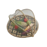 round handmade bamboo storage basket anti mosquito eco friendly bag mesh drying basket fruit and vegetable tray bun frame holder