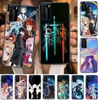 anime sword art online phone case for huawei p40 p30 p20 10 9 8 lite e pro plus black etui coque painting hoesjes comic fas