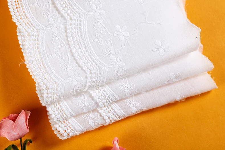 Двухслойная хлопковая кружевная лента с цветочной вышивкой ткань для шитья