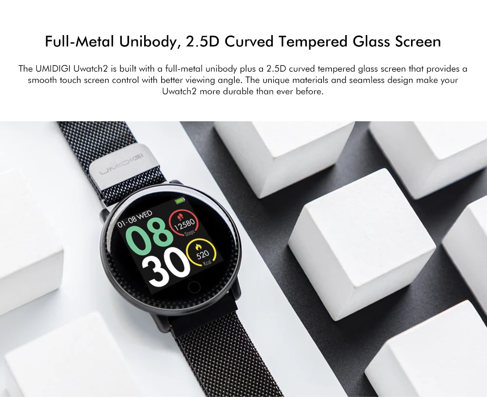 UMIDIGI Uwatch2 Smart Watch For Andriod,IOS 1.3 inch Full Touch Screen IP67 reloj inteligente 7 Sport Modes Full Metal Unibody