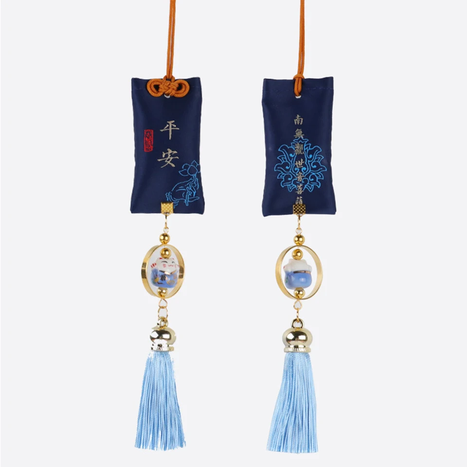 Китайская вышивка Саше Счастливый Кот Брелок Манеки Neko Автомобильное зеркало