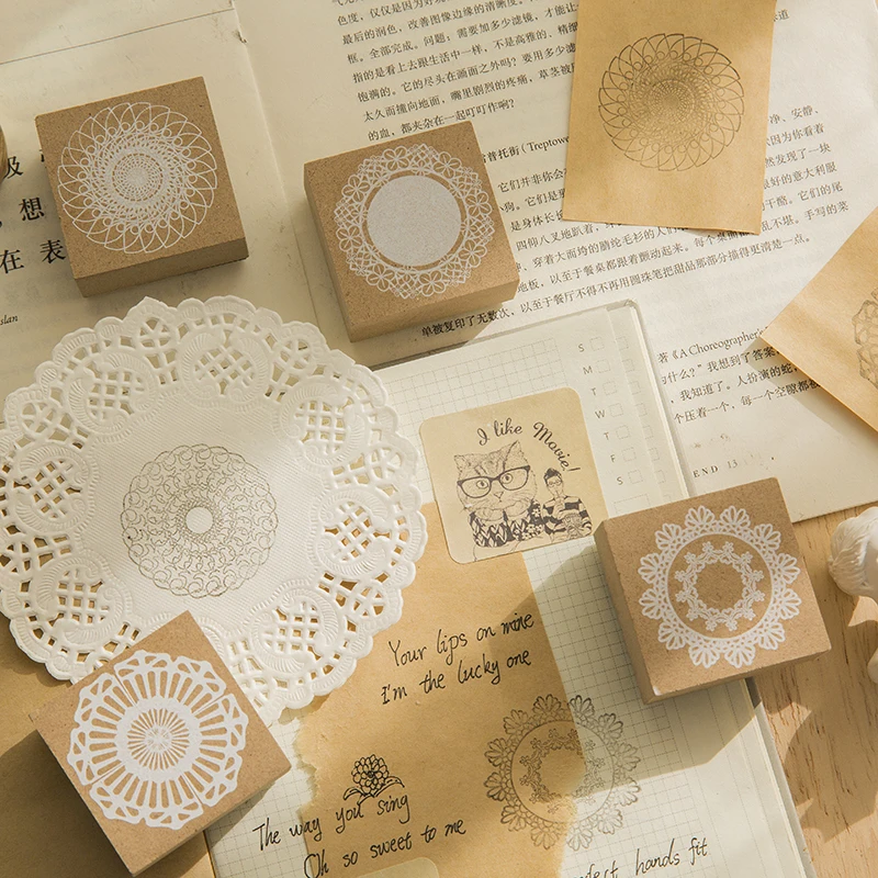 Романтичный кружевной цветок деревянная печать DIY деревянный комплект резиновых