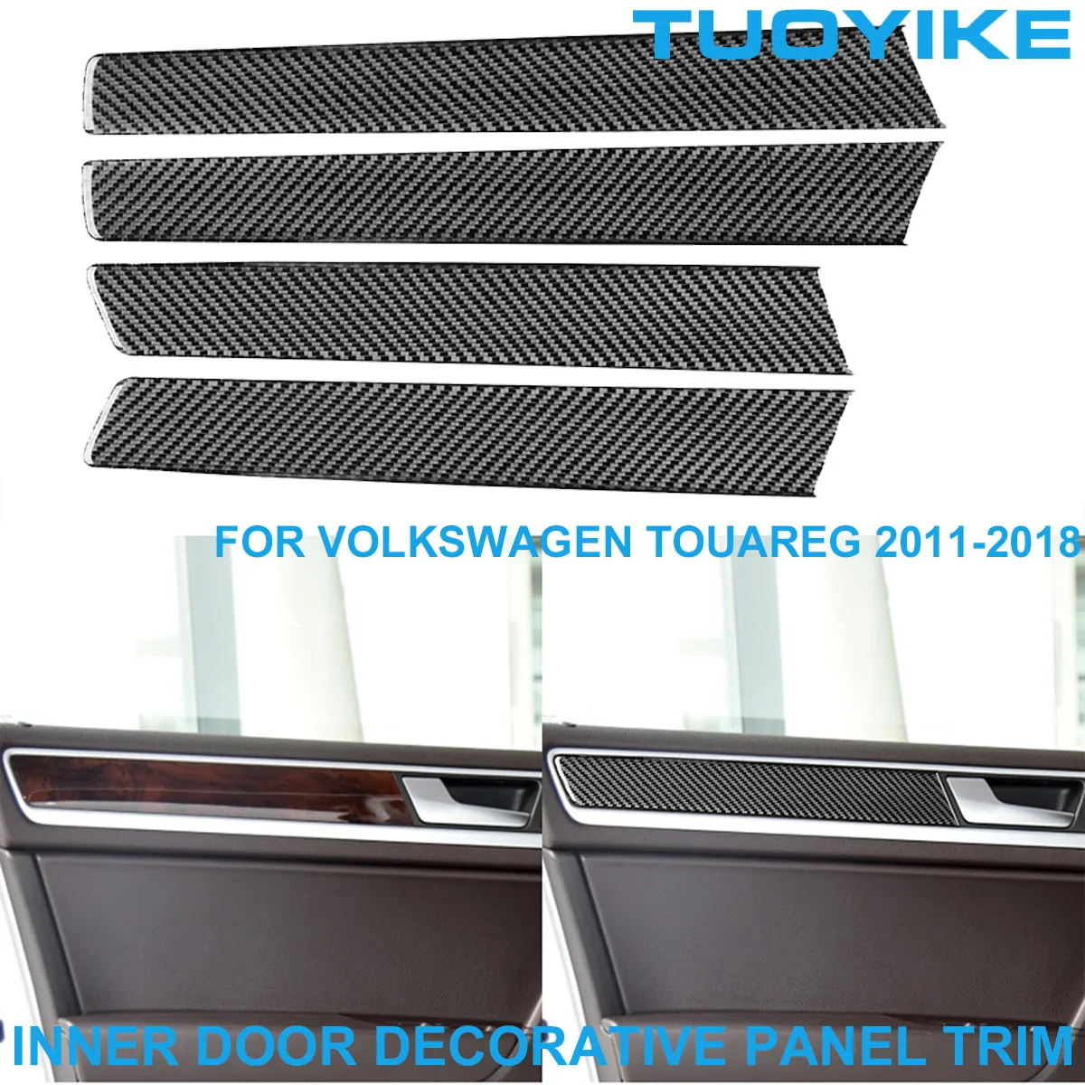 

LHD RHD Car Styling Carbon Fiber Interior Inner Door Panel DecorativeTrim Decal Cover Sticker For Volkswagen Touareg 2011-2018