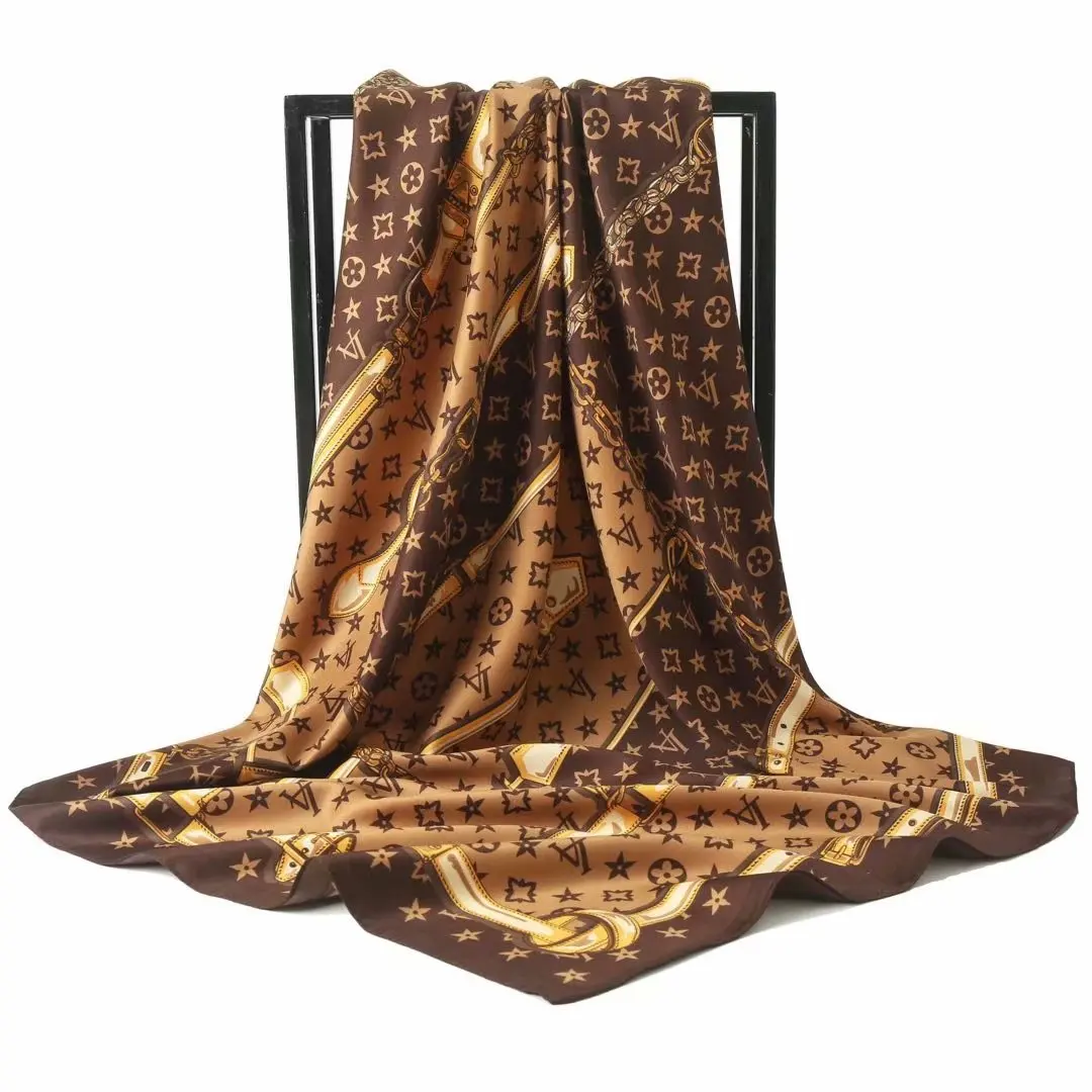 

90cm*90cm Silk Scarf Women Fashion Designe Foulard Soft Satin Shawl Scarfs Kerchief Square Headscarf