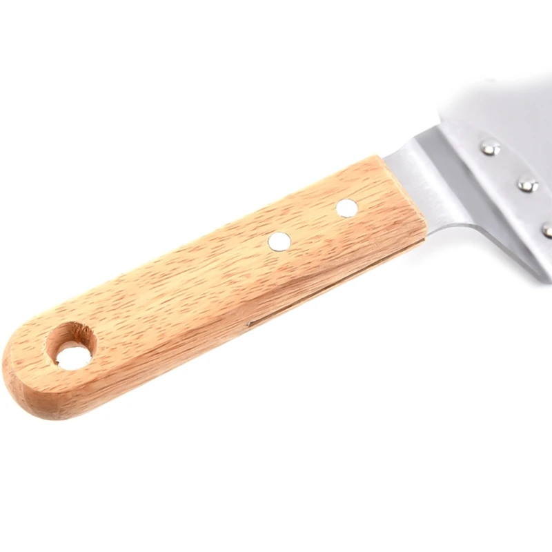 

10/12 Inch Pizza Shovel with Wooden Handle Stainless Steel Round Pizza Shovel Paddle Cake Pizza Bread Transfer Baking Pan Tools