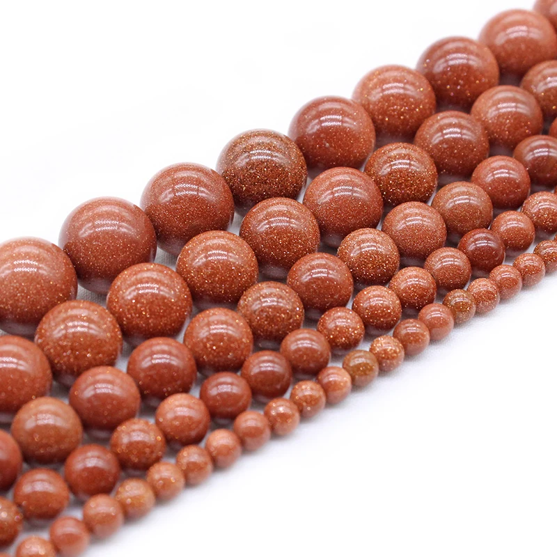 

Natural Stone Gold Sand Stone Beads Round Loose Beads For Jewelry Making Diy Bracelet Charms 4 6 8 10 12mm Pick Size 15"Strand