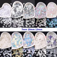 100g pet embroidered snowflake flat sequin beads hole for sewing dress garment bag shoes epoxy resin filler diy making nail art