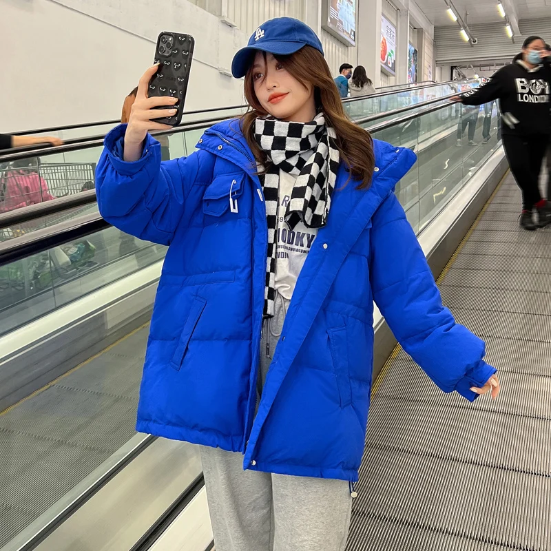 Klein Blue Winter Women's Jacket Down Cotton Jacket Mid-length Cotton Coat Loose Large Size Thicken Warm Women's Quilted Jacket