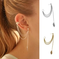 hot sales%ef%bc%81%ef%bc%81%ef%bc%81new arrival 1pc gothic punk long leafs dangle chain tassel ear stud clip earring jewelry gift wholesale dropshipping