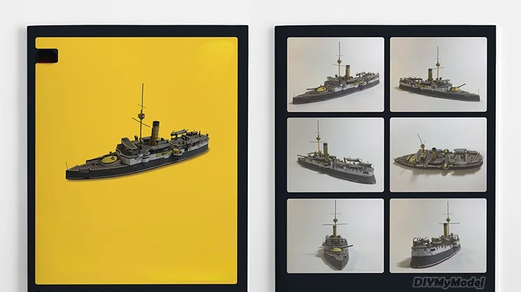DIYMyModeI Qing Beiyang-rompecabezas de la Marina Ping Yuan, barco blindado 1:400, bricolaje, artesanal, Kit de papel, hecho a mano juguete, regalo, utillaje de pel&iacute;cula-4