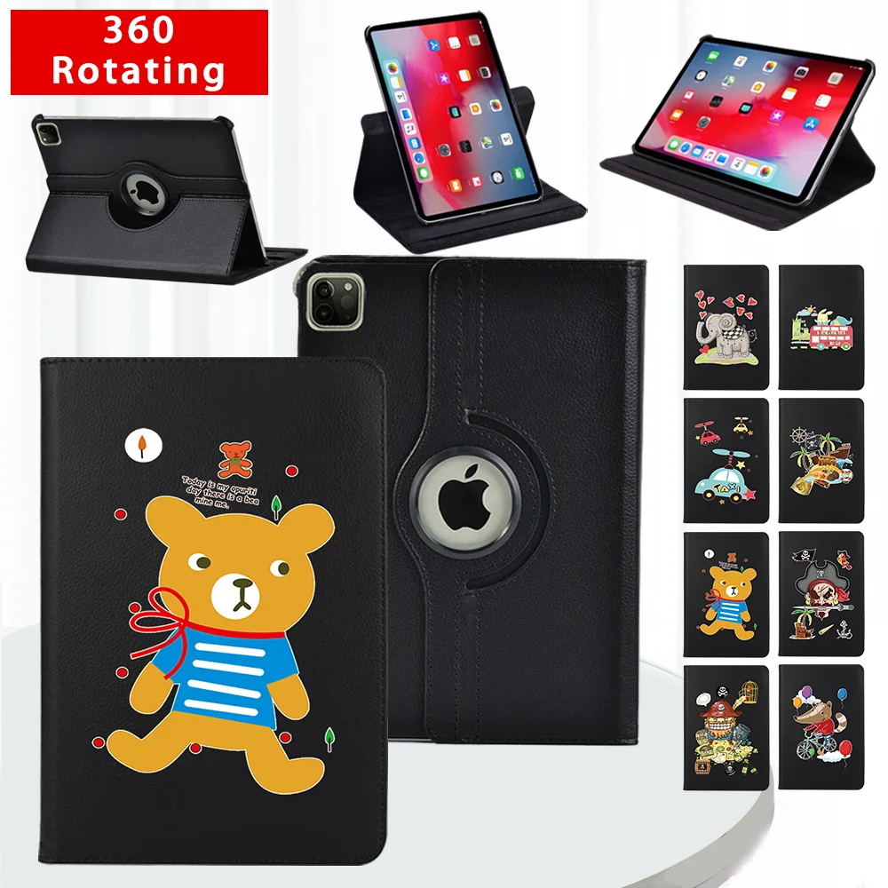 

Protective Case for Apple IPad Pro 11" 2018 2020/Pro 9.7"/ Pro 10.5" 360 Rotating Cartoon Print Smart PU Leather Tablet Case