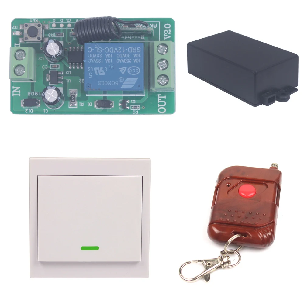 

Sleeplion 12V 10A 1CH Relay Wireless Wall Switch Remote Transmitter+12V Receiver On/Off