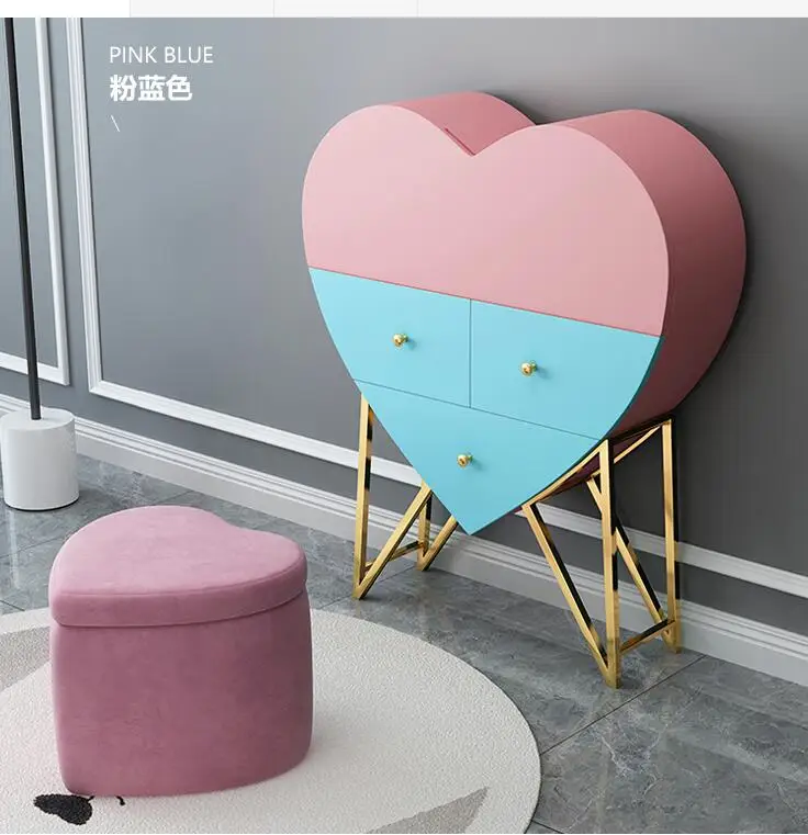 

Multi-functional dressing table Heart-shaped lighted bedroom wall-mounted dressing table Princess online celebrity dressing tabl
