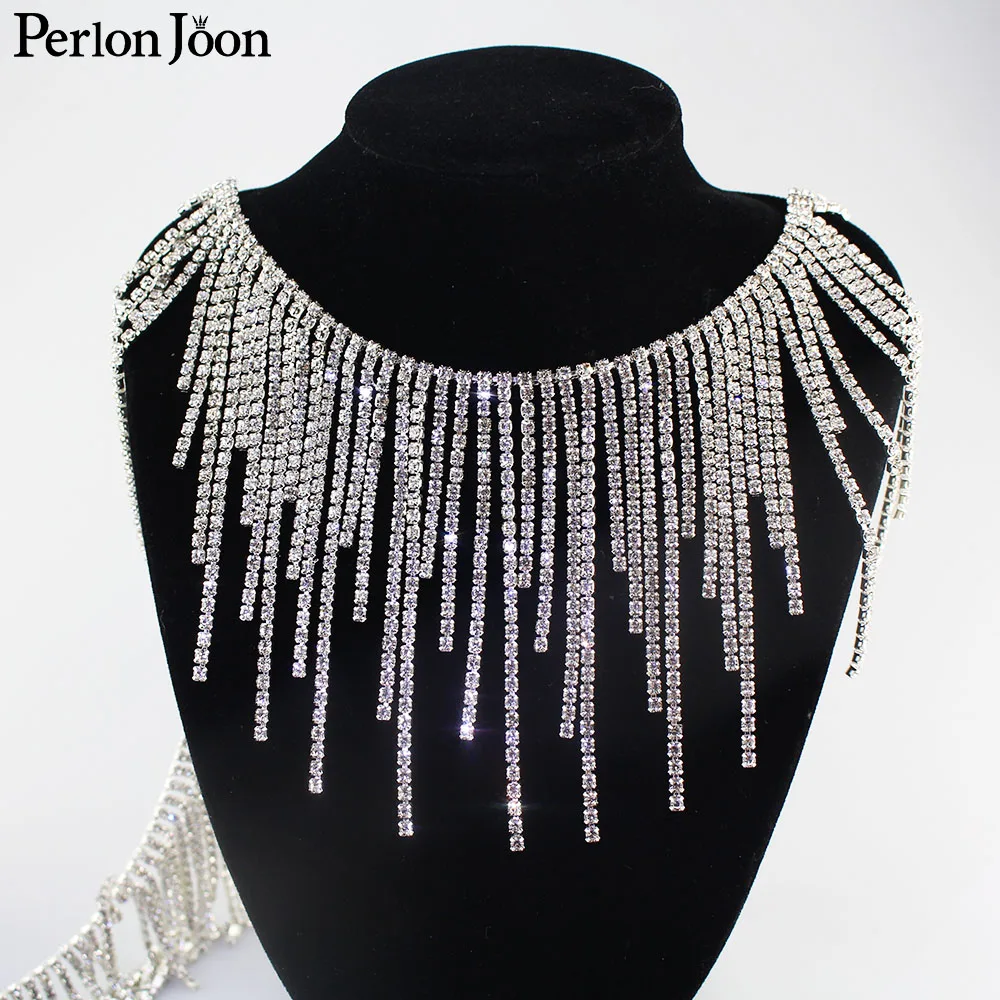 Горячая длинная короткая композиция плотная отделка кисточкой стразы цепочка с