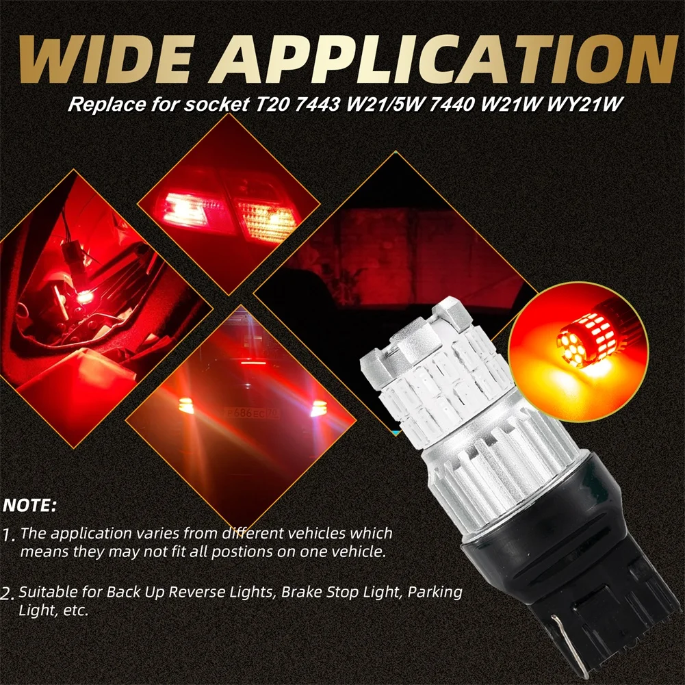 

2 шт 1200 мл T20 7443 W21/5 Вт Светодиодный фонарь заднего хода Canbus Error Free 36SMD Замена T20/7440 белого и желтого цвета красный светодиодный стоп-сигналы