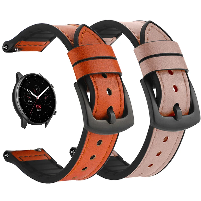 

Ремешок силиконовый для Huami Amazfit Watch GTS 2/Bip, кожаный браслет для Amazfit GTR 42/47 мм 2/2e, 20 мм 22 мм