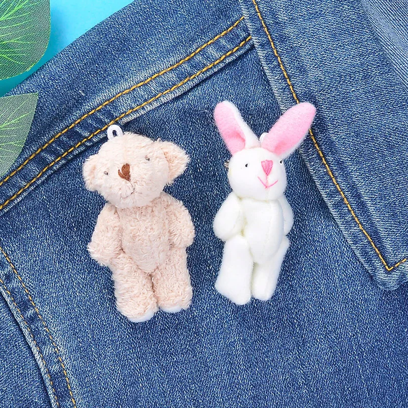 Мини милый мультяшный Мишка кролик брошь игрушки животное Шипованная игрушка