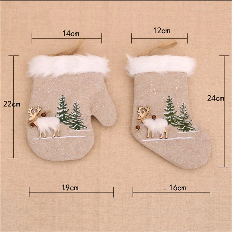 Рождественские носки льняные машинки Вышитые рождественские чулки перчатки