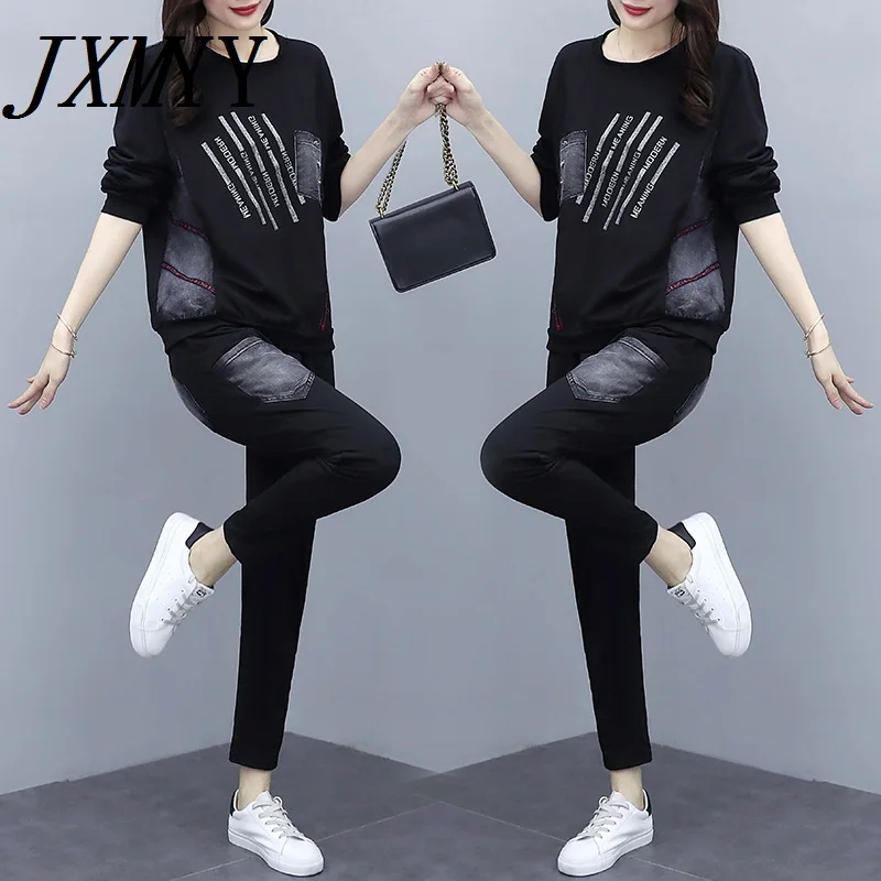 JXMYY модный телефон Свободный Повседневный Удобный джинсовый женский костюм