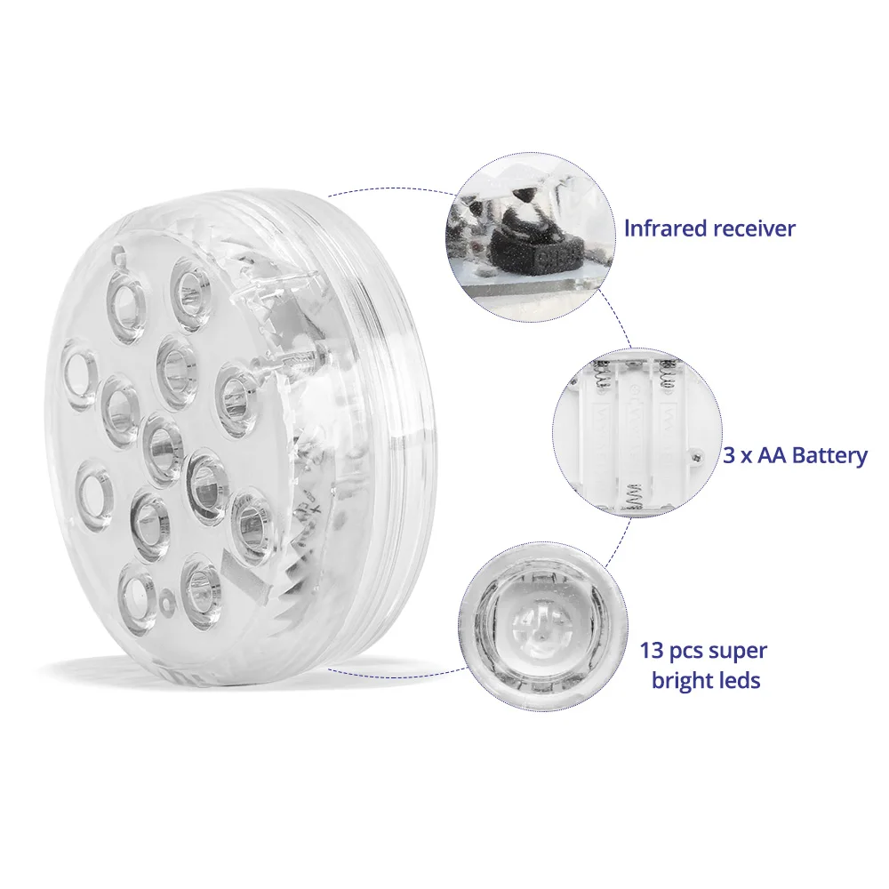 Светодиодный погружной светильник RGB с дистанционным управлением 1/2/4 шт. IP68