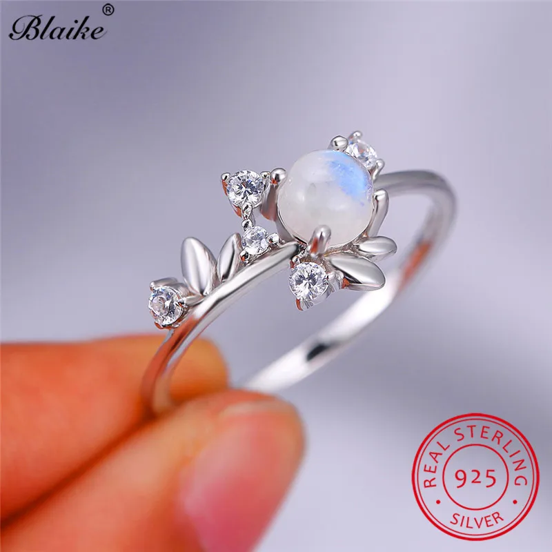 Изысканные Дерево лист тонкой кольцо круглого сечения из лунного камня кольца