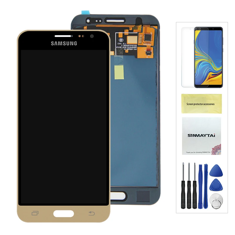 J320F ЖК-дисплей для samsung j3 дисплей J320 J320A J320F J320M ЖК-дисплей с сенсорным экраном можно регулировать яркость бесплатный подарок - Цвет: Adjustable Gold