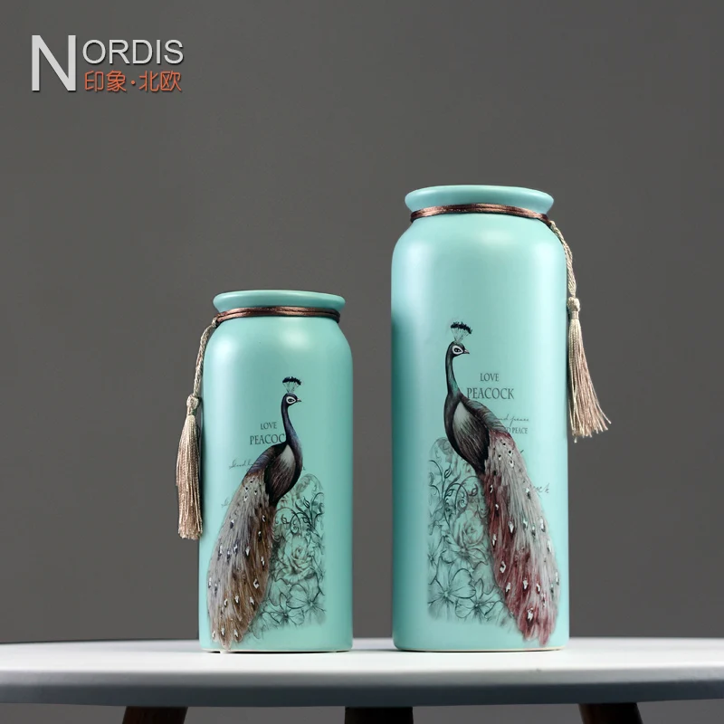 

Декоративная ваза для стола, ваза с сухими цветами, прямоугольная ваза с рисунком совы, белая ваза из зеленого фарфора, украшение для дома