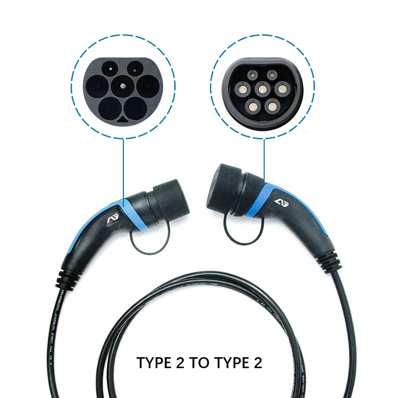 

32A 22KW Three Phase Cable Charger Type 2 To Type 2 IEC62196-2 EVSE Charging Plug With 5Meter Cable TUV/UL Mennekes 2 Connector