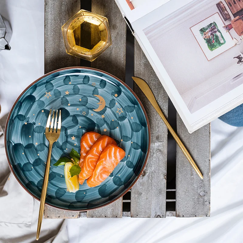 Керамические тарелки для еды домашний декор звездное небо обеденная тарелка