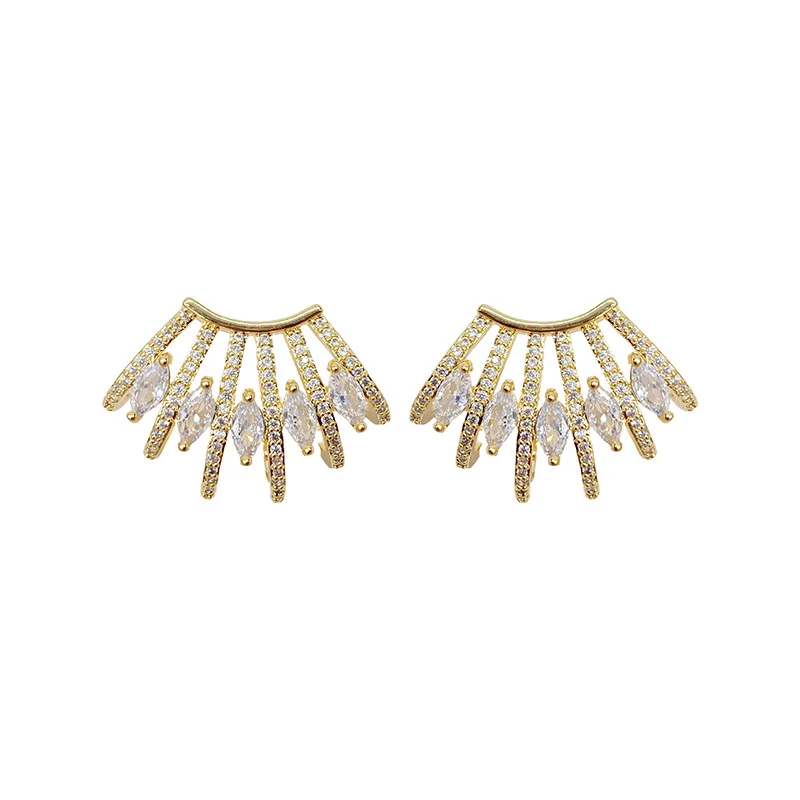 

Bilincolor Fashion Golden Cubic Zircon Stud Earring for Women