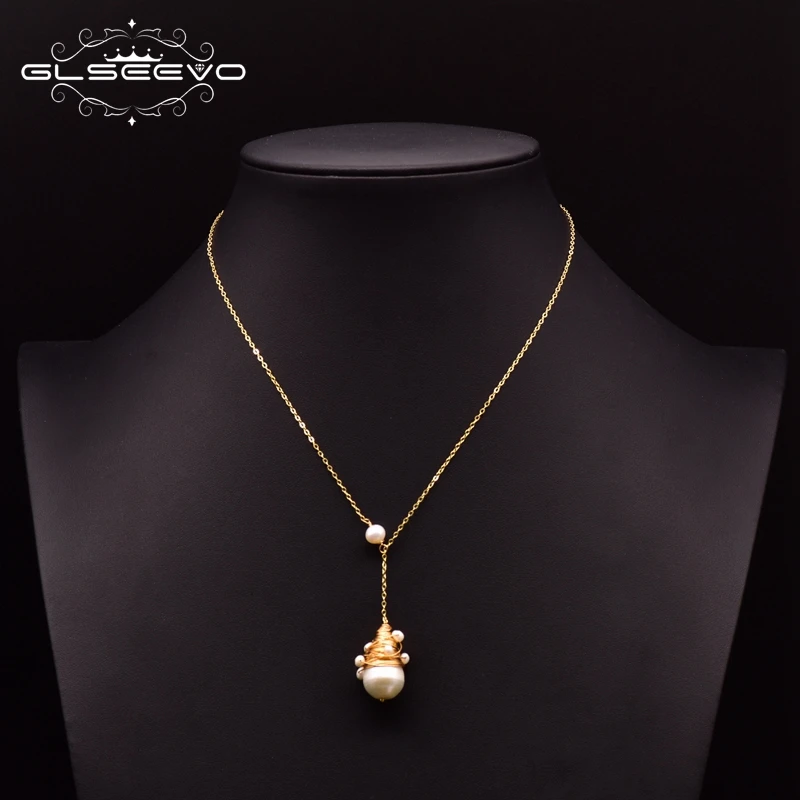 Женское ожерелье из серебра 925 пробы с натуральным пресноводным