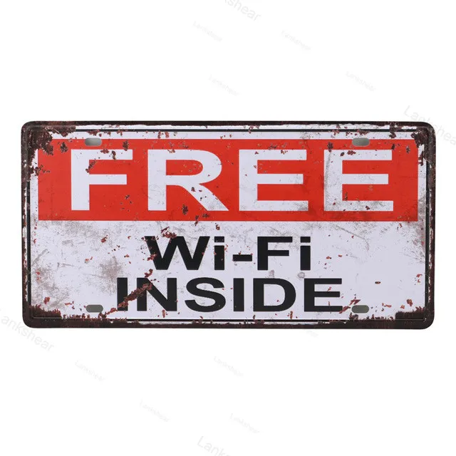 

Wifi Free Home Metal Painting Sign Plate Poster Tintin Home Decor Vintage Tin Signs Bar Pub Vintage Decorative Wall Art Iron