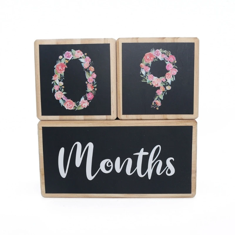 

1 Set Baby Milestone Memorial Monthly Wooden Block Photography Month Sticke
