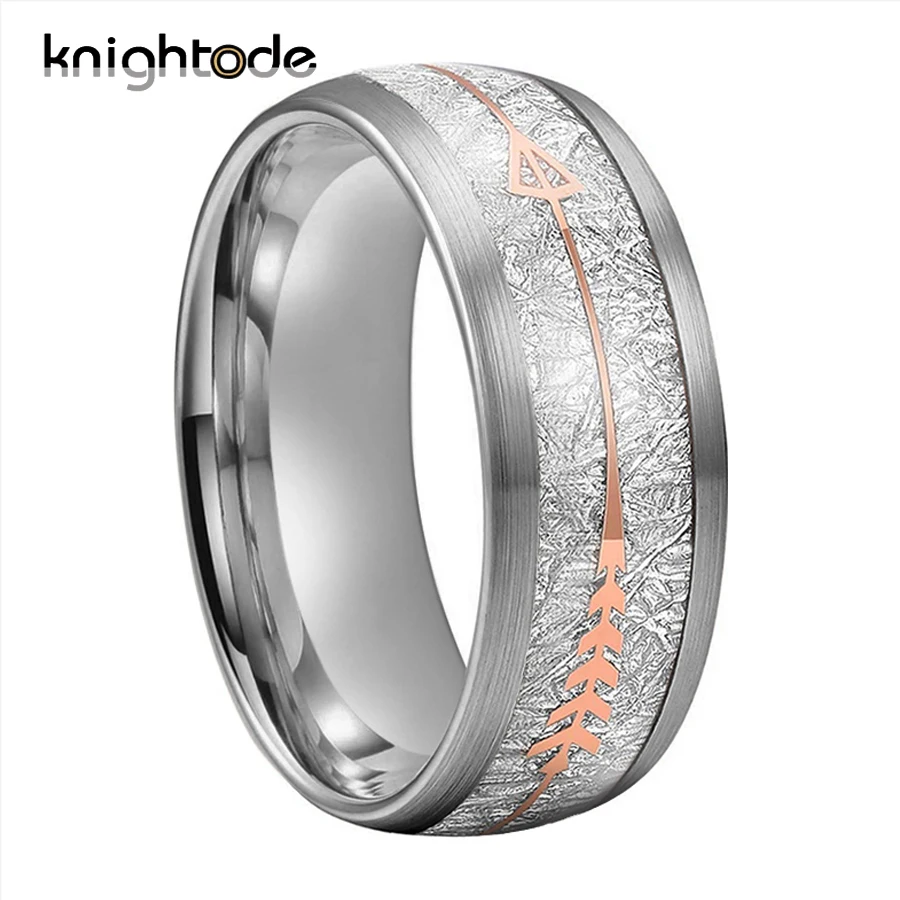 8 мм обручальные кольца из карбида вольфрама белый метеорит розовое золото