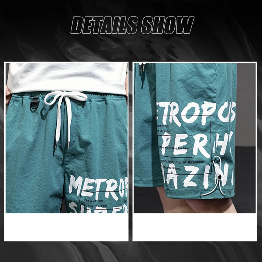 

Men Drawstring Shorts Letters Printed Loose Sports Short Casual Jogger Sweathshorts Plus Size Workout Gym High Quality Shorts