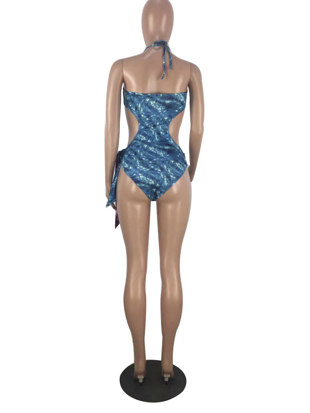 

Sexy Print Women Bikini Swimwear Playsuit Cross Bandage Hollow Out Holiday Beach Clothes For Women Outfit