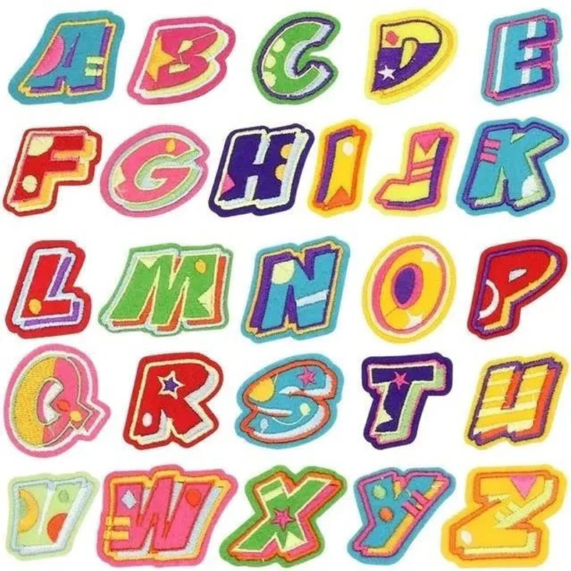 

1pc Colour English Alphabet Letter A-Z Applique Sewing & ironing On letters Patch For Clothing Badge Paste For Clothes Bag Shoes