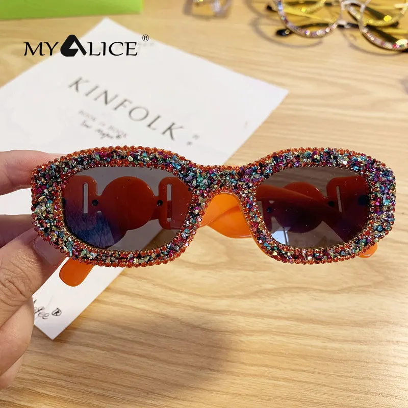 

MYALICE Fashion Small frame Rectangle Rhinestone Sunglasses Diamond Retro Luxury Personality Party party Gafas de sol UV400